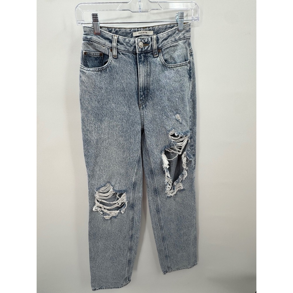 PacSun 90s Boyfriend Light Acid Wash Distressed High Rise Jeans 25